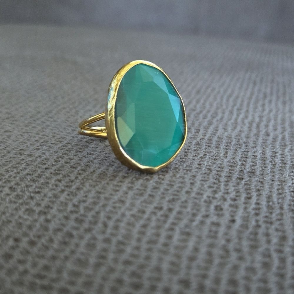 Zeyzey Faceted Green💚 Agate Statement Ring💍